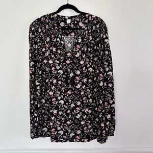 Old Navy Floral Tassled Peasant Top Blouse Size XL Tall Cottagecore Boho Neutral